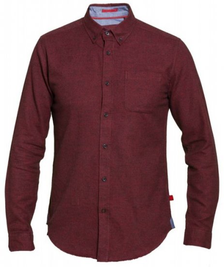 D555 Dawson Textured Shirt Dark Red - Kauluspaidat - Miesten isot paidat 2XL – 8XL