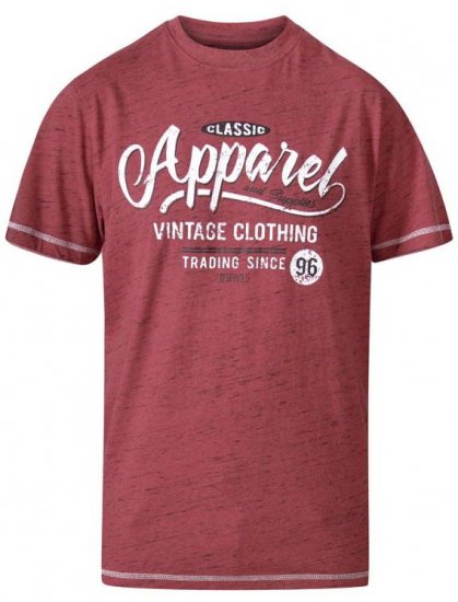 D555 Douglas Classic Apparel Crew Neck Printed T-Shirt Red Reno - T-paidat - Isot T-paidat 2XL – 14XL