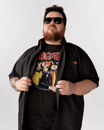 D555 Hugh Official ACDC Highway To Hell T-paita Painatuksella Musta - T-paidat - Isot T-paidat 2XL – 14XL