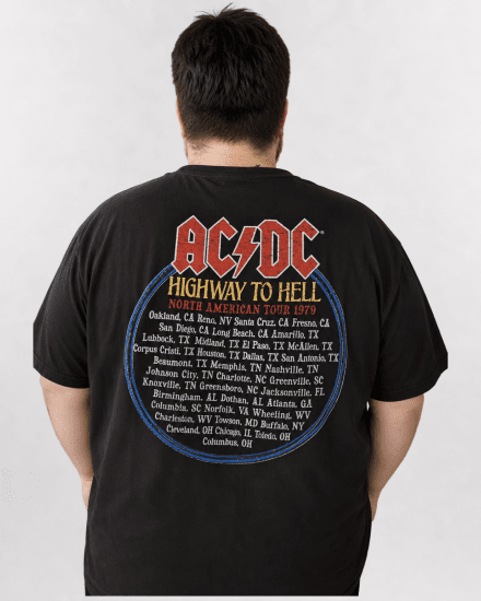 D555 Hugh Official ACDC Highway To Hell T-paita Painatuksella Musta - T-paidat - Isot T-paidat 2XL – 14XL