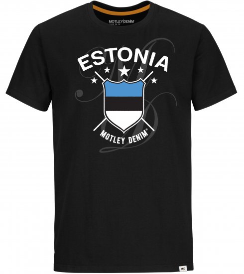 Motley Denim Estonia T-shirt Black - T-paidat - Isot T-paidat 2XL – 14XL