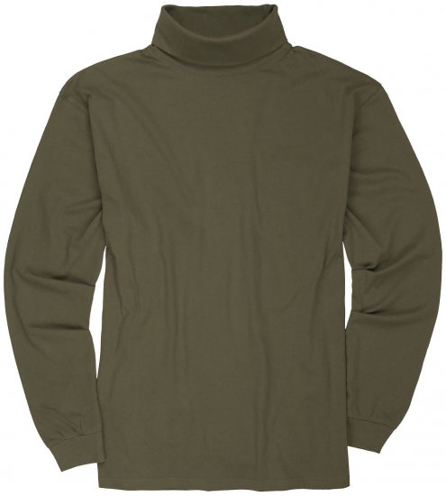 Adamo Fabio Comfort fit Turtleneck Long sleeve T-shirt Khaki - T-paidat - Isot T-paidat 2XL – 14XL