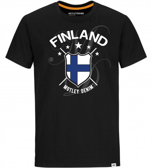 Motley Denim Finland T-shirt Black - T-paidat - Isot T-paidat 2XL – 14XL