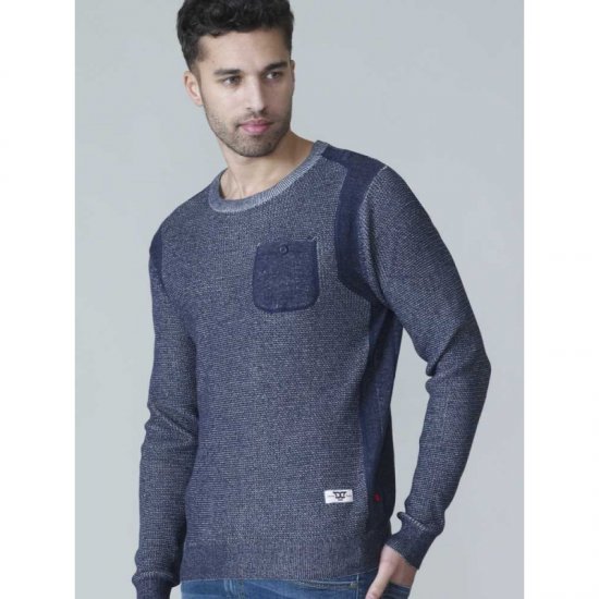 D555 Bryson Crewneck Sweater with Pocket Navy - Hupparit ja collegepaidat - Miesten hupparit ja collegepaidat isot koot