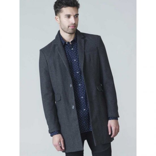 D555 Terry Checked Overcoat Charcoal - Takit - Miesten Takit, isot koot – 2XL – 12XL