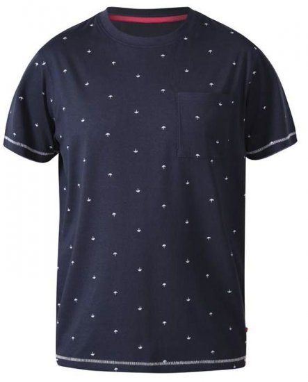 D555 Forbes Umbrella Printed Crew Neck T-Shirt Navy - T-paidat - Isot T-paidat 2XL – 14XL
