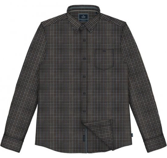 Double Outfitters FS-5230 Ruudullinen paita Tummansininen/Ruskea - Kauluspaidat - Miesten isot kauluspaidat 2XL – 8XL