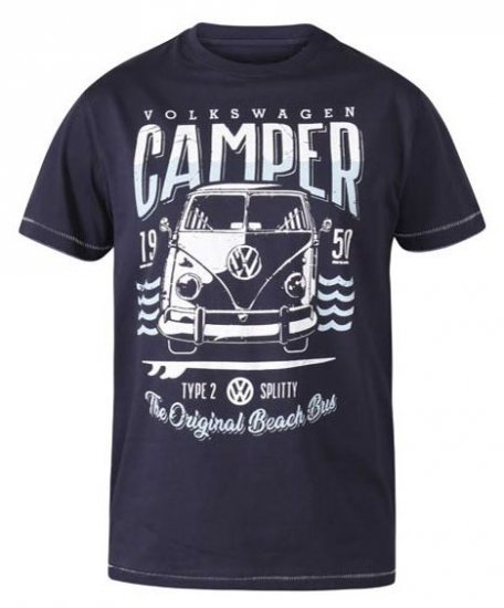 D555 Gorton Official Licensed VW Product Campervan Printed T-Shirt Navy - T-paidat - Isot T-paidat 2XL – 14XL