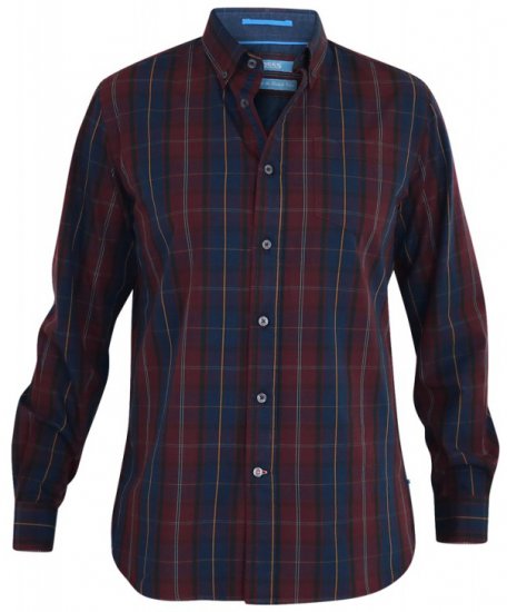 D555 Grady Long Sleeve Check Shirt - Kauluspaidat - Miesten isot kauluspaidat 2XL – 8XL