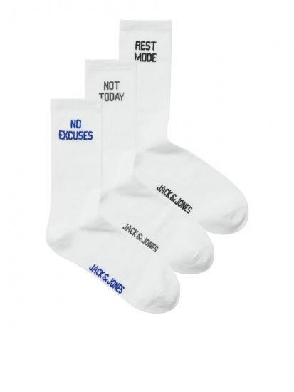 Jack & Jones Power Statements Tennissukat Valkoinen 3 paria - Alusvaatteet & uimavaatteet - Miesten Isot alusvaatteet 