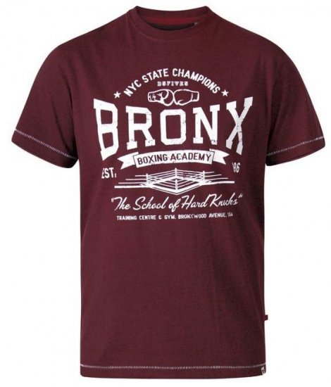 D555 Huddlestone Bronx Boxing Crew Neck Printed T-Shirt Red - T-paidat - Isot T-paidat 2XL – 14XL