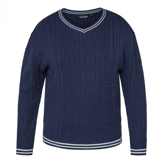 North Latitude V-Neck Knit Tummansininen - TALL collegepaidat - TALL-collegepuserot ja -hupparit