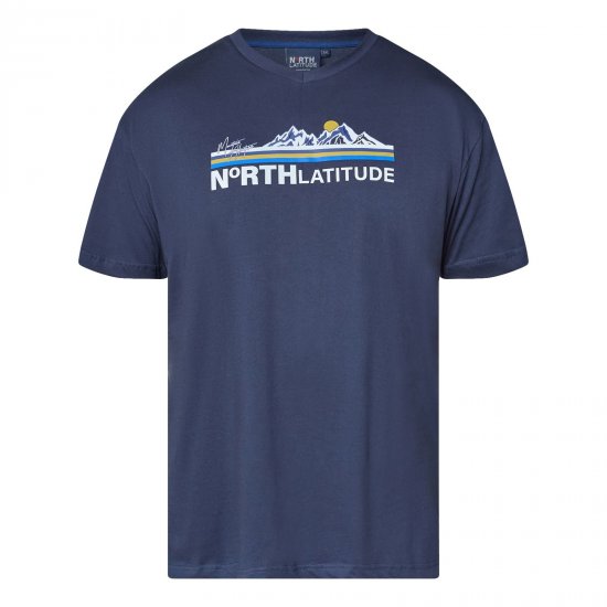 North Latitude Mountain T-Shirt V-Neck Tummansininen - T-paidat - Isot T-paidat 2XL – 14XL