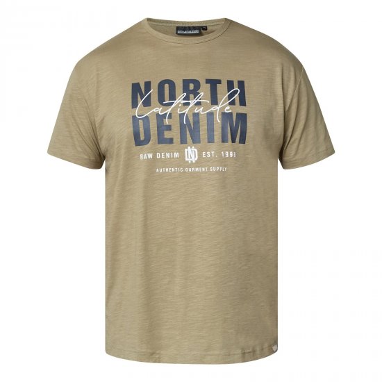 North Latitude T-Shirt Slub With Print Ruskea/Beige - T-paidat - Isot T-paidat 2XL – 14XL