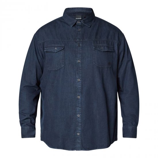 North Latitude Denim Shirt LS Sininen - Kauluspaidat - Miesten isot kauluspaidat 2XL – 8XL