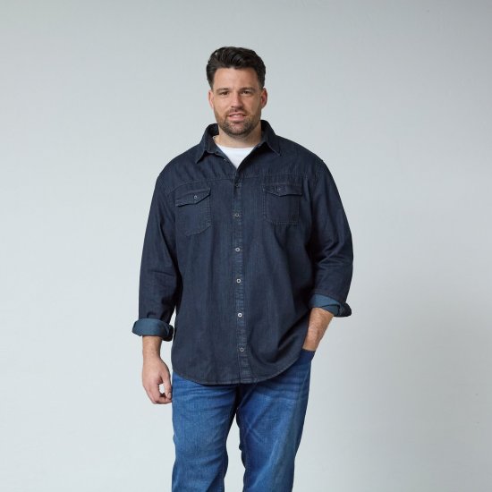 North Latitude Denim Shirt LS Sininen - Kauluspaidat - Miesten isot kauluspaidat 2XL – 8XL