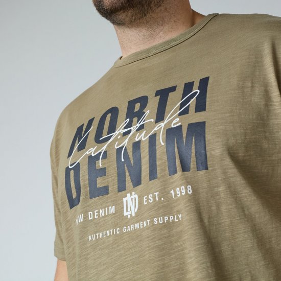 North Latitude T-Shirt Slub With Print Ruskea/Beige - T-paidat - Isot T-paidat 2XL – 14XL