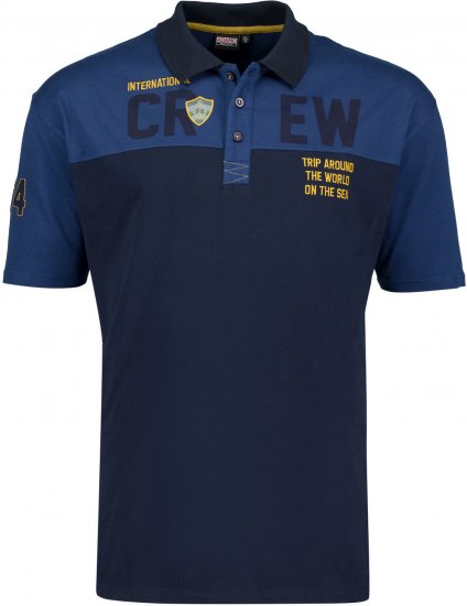 Adamo Crew Printed Jersey Poloshirt Denim Blue - Pikeepaidat - Miesten isot pikeepaidat