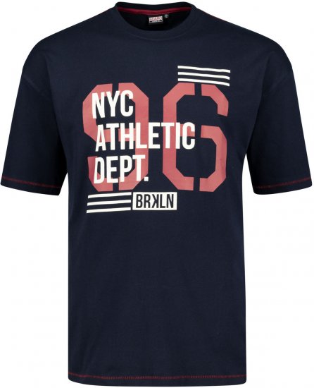 Adamo BRKLN Comfort Fit Printed T-shirt Navy - T-paidat - Isot T-paidat 2XL – 14XL