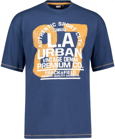 Adamo Urban Comfort Fit Printed T-shirt Denim Blue - T-paidat - Isot T-paidat 2XL – 14XL