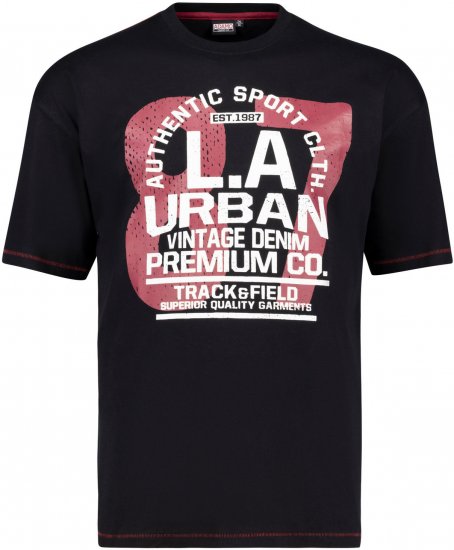Adamo Urban Comfort Fit Printed T-shirt Black - T-paidat - Isot T-paidat 2XL – 14XL