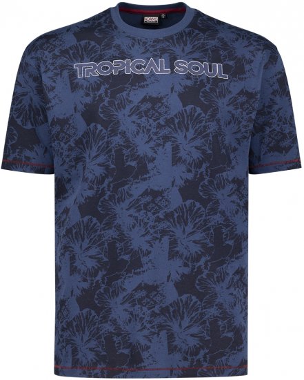 Adamo Tropical Regular Fit Printed T-shirt Navy - T-paidat - Isot T-paidat 2XL – 14XL