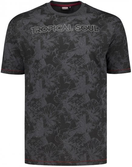 Adamo Tropical Regular Fit Printed T-shirt Charcoal - T-paidat - Isot T-paidat 2XL – 14XL