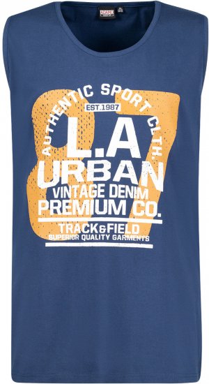 Adamo Urban Comfort Fit Printed Tank-top Denim Blue - T-paidat - Isot T-paidat 2XL – 14XL
