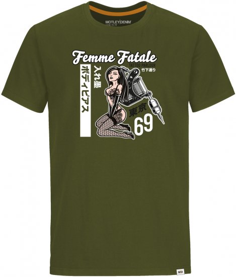 Motley Denim Hampton T-shirt Dark Khaki - T-paidat - Isot T-paidat 2XL – 14XL