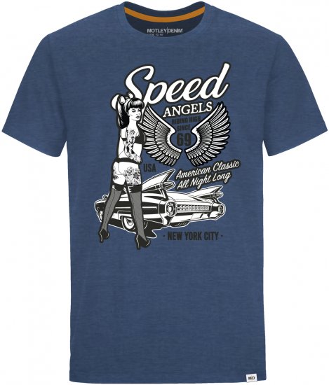 Motley Denim Hanover T-shirt Dark Indigo - T-paidat - Isot T-paidat 2XL – 14XL