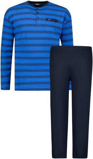 Adamo Alex Serafino Long sleeve Pyjama Royal Blue - Alusvaatteet & uimavaatteet - Miesten Isot alusvaatteet 