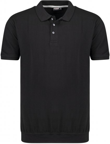 Adamo Kadir Polo Shirt with Cuffed Hem Black - Pikeepaidat - Miesten isot pikeepaidat
