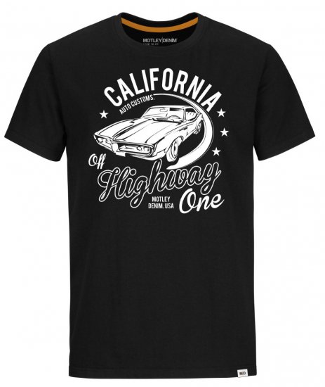 Motley Denim Ipswich T-Shirt White on Black - T-paidat - Isot T-paidat 2XL – 14XL