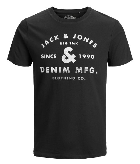 Jack & Jones Jeans T-Shirt Black - T-paidat - Isot T-paidat 2XL – 14XL