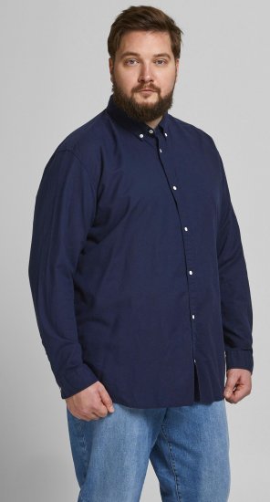 Jack & Jones Summer Shirt L/S Navy - Kauluspaidat - Miesten isot kauluspaidat 2XL – 8XL