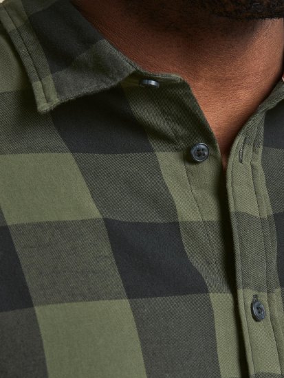 Jack & Jones Gingham L/S Shirt Dusty Olive - Kauluspaidat - Miesten isot kauluspaidat 2XL – 8XL