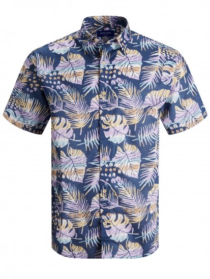 Jack & Jones Hazy S/S Shirts Ensign Blue - Kauluspaidat - Miesten isot kauluspaidat 2XL – 8XL