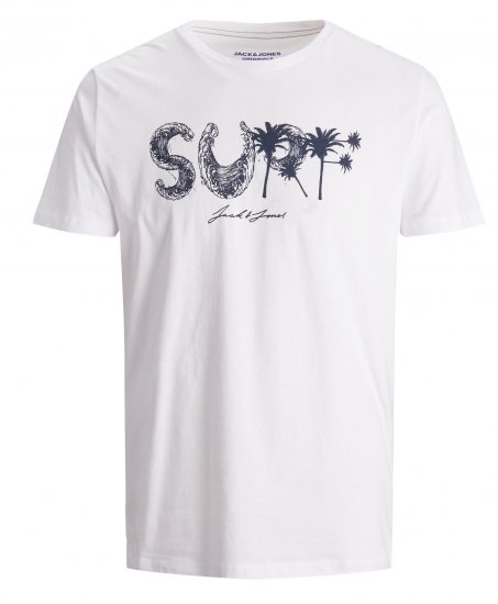 Jack & Jones Streams T-shirt White - T-paidat - Isot T-paidat 2XL – 14XL