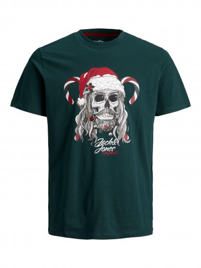 Jack & Jones JORFESTIVE Xmas Skull T-shirt Green - T-paidat - Isot T-paidat 2XL – 14XL
