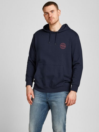 Jack & Jones JJESHARK SWEAT Hoodie Navy - Hupparit ja collegepaidat - Miesten hupparit ja collegepaidat isot koot