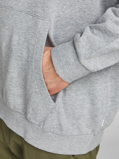 Jack & Jones JJESHARK SWEAT Hoodie Light Grey - Hupparit ja collegepaidat - Miesten hupparit ja collegepaidat isot koot