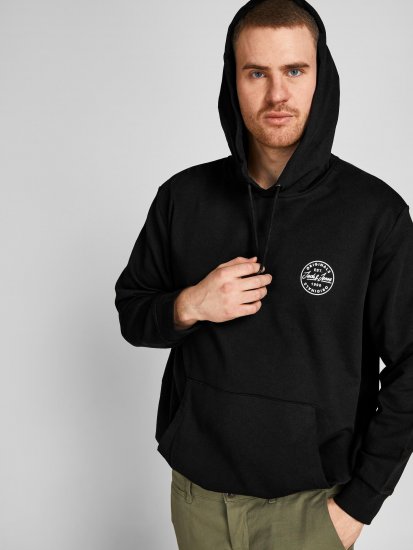 Jack & Jones JJESHARK SWEAT Hoodie Black - Hupparit ja collegepaidat - Miesten hupparit ja collegepaidat isot koot