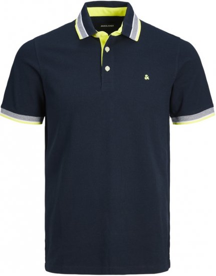 Jack & Jones PAULOS Short Sleeve Polo Navy Blazer/NEON - Pikeepaidat - Miesten isot pikeepaidat