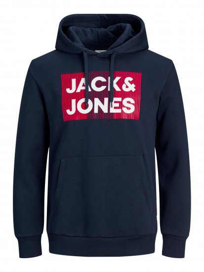 Jack & Jones JJECORP Hoodie Navy - Hupparit ja collegepaidat - Miesten hupparit ja collegepaidat isot koot