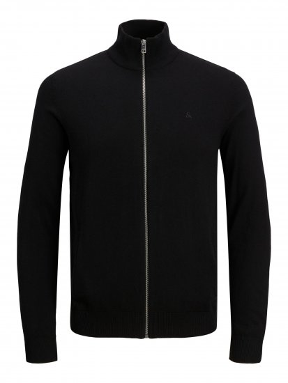 Jack & Jones JJEMIL Knit Turtle Zip Cardigan Black - Hupparit ja collegepaidat - Miesten hupparit ja collegepaidat isot koot