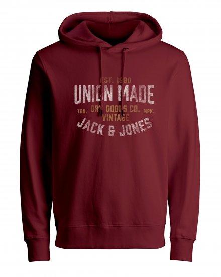 Jack & Jones JPRBLUBOOSTER SWEAT Hoodie Red - Hupparit ja collegepaidat - Miesten hupparit ja collegepaidat isot koot