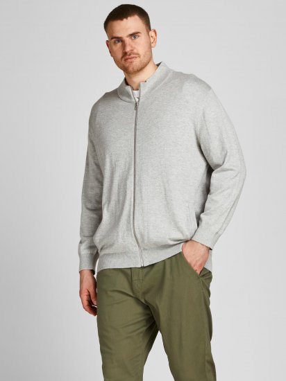 Jack & Jones JJEMIL Knit Turtle Zip Cardigan Light Grey - Hupparit ja collegepaidat - Miesten hupparit ja collegepaidat isot koot