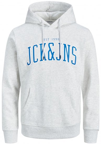 Jack & Jones JJCEMB Hoodie White - Hupparit ja collegepaidat - Miesten hupparit ja collegepaidat isot koot