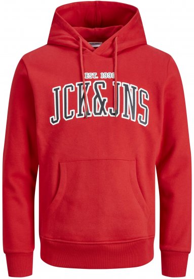Jack & Jones JJCEMB Hoodie Red - Hupparit ja collegepaidat - Miesten hupparit ja collegepaidat isot koot