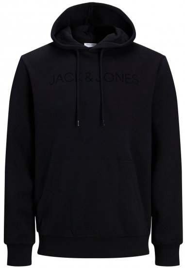 Jack & Jones JJHUGO FLOCK Hoodie Black - Hupparit ja collegepaidat - Miesten hupparit ja collegepaidat isot koot